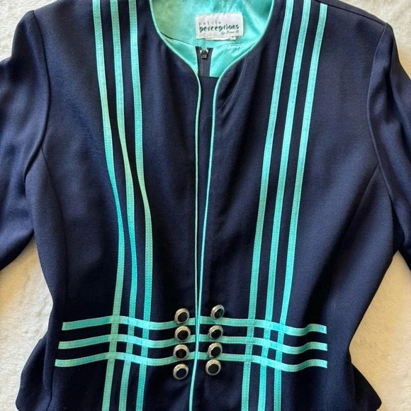 Vintage 80s 90s 2 Piece Dress Suit Set Office Blazer Jacket Dress Set - Picture 4 of 16